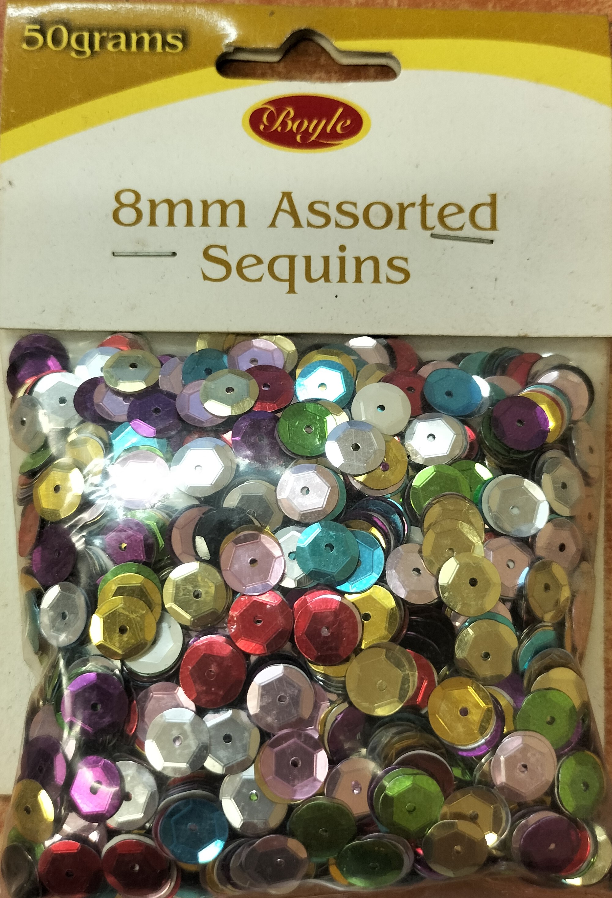 Sequin Craft 8mm Metallic Assorted Cols 50gm Pack